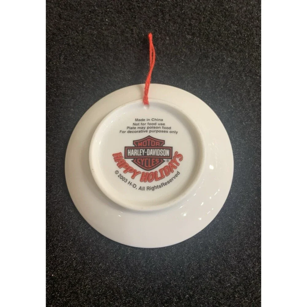 Harley Davidson Ornament Christmas Mini Plate 2003 Santa Claus Painting H1